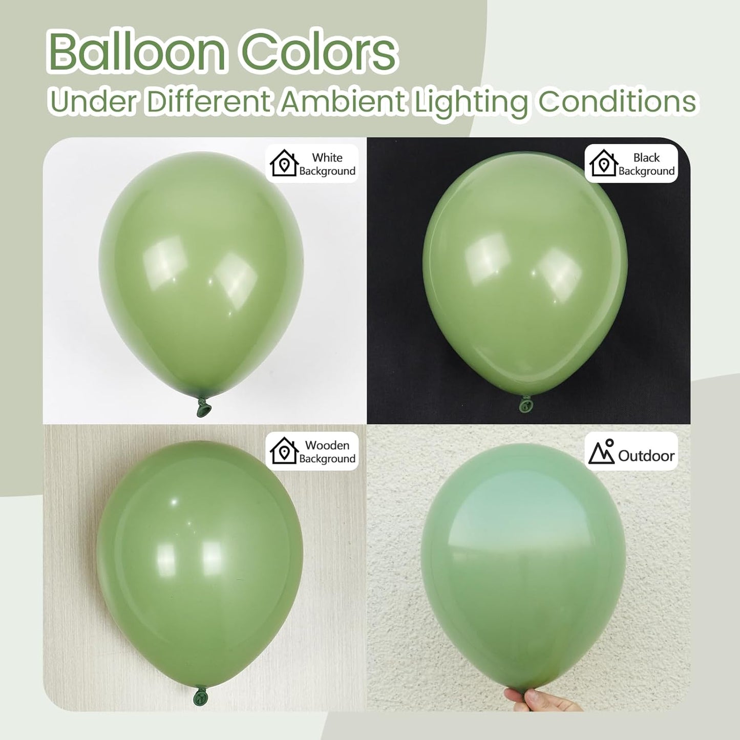 Sage Green Balloons - 12 Inch Light Pastel Latex Balloons | 50 Pack for Weddings & Parties