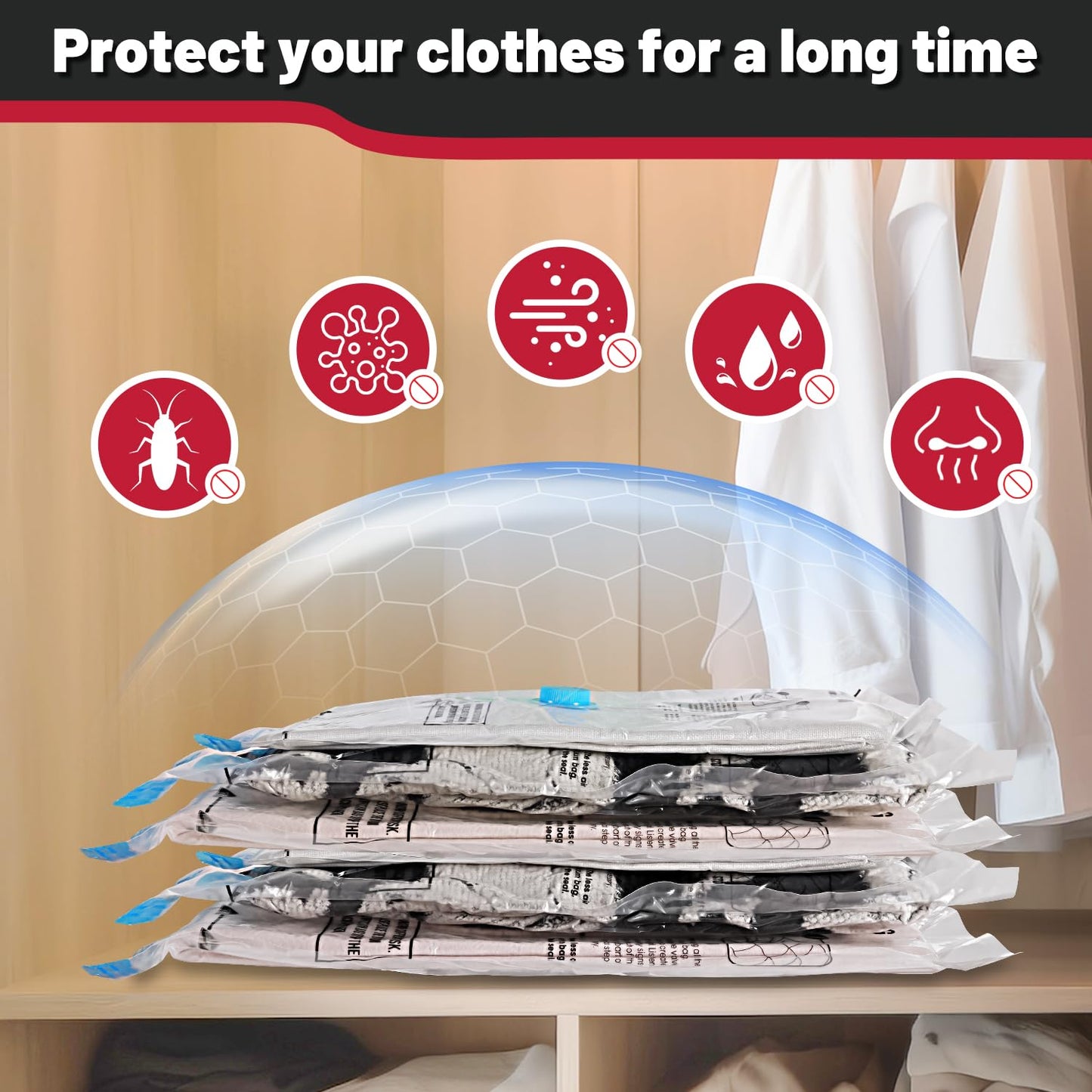 UPGOGO Vacuum Storage Bags with Portable Electric Pump,Vacuum Seal Bags for Clothing,Space Saver Bags,Vacuum Travel Bags for Luggage(Combo 10 Pack)