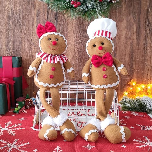 BALONAR Christmas Plush Gingerbread Man Doll - 15-Inch Soft Holiday Decoration for Home & Tree