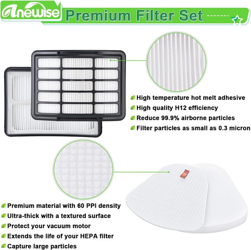 Anewise Vacuum Replacement Filter - HEPA & Pre-Felt for Shark Navigator Models ZU503AMZ, NV350+