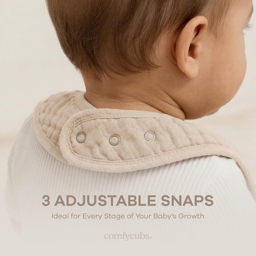 Comfy Cubs Muslin Bibs - Soft, Highly Absorbent Baby Bibs for Feeding & Teething | Pack of 8, Colorful Designs
