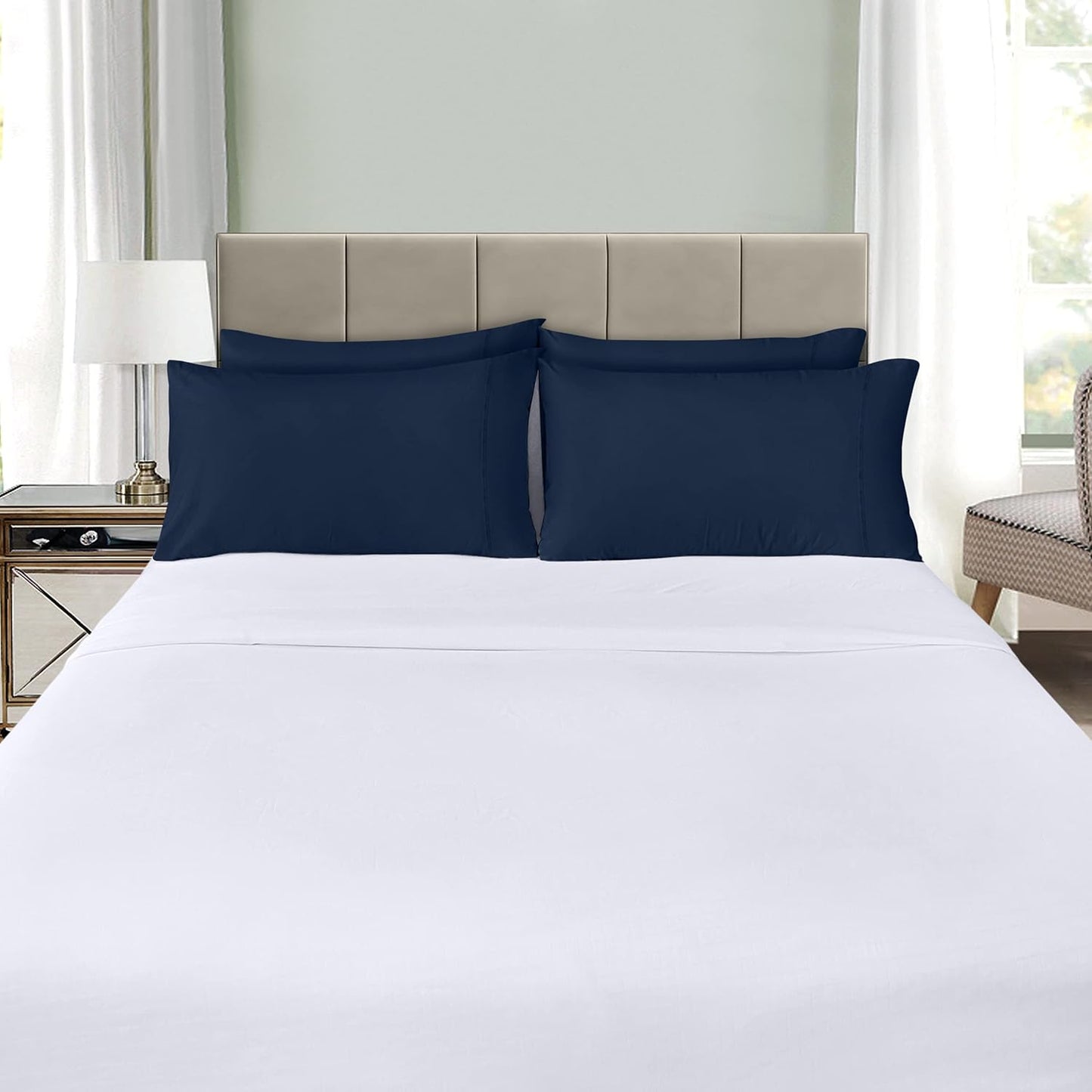 Utopia Bedding King Pillow Cases | 4-Pack Soft Brushed Microfiber | Fade Resistant 20 x 40 Inches (Navy)