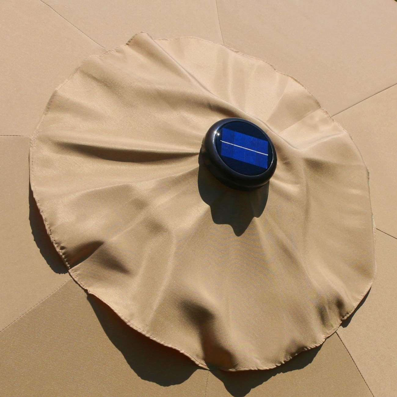 Sunnyglade 9' Solar LED Lighted Patio Umbrella - Tilt Adjustment & Crank Lift System | Light Tan