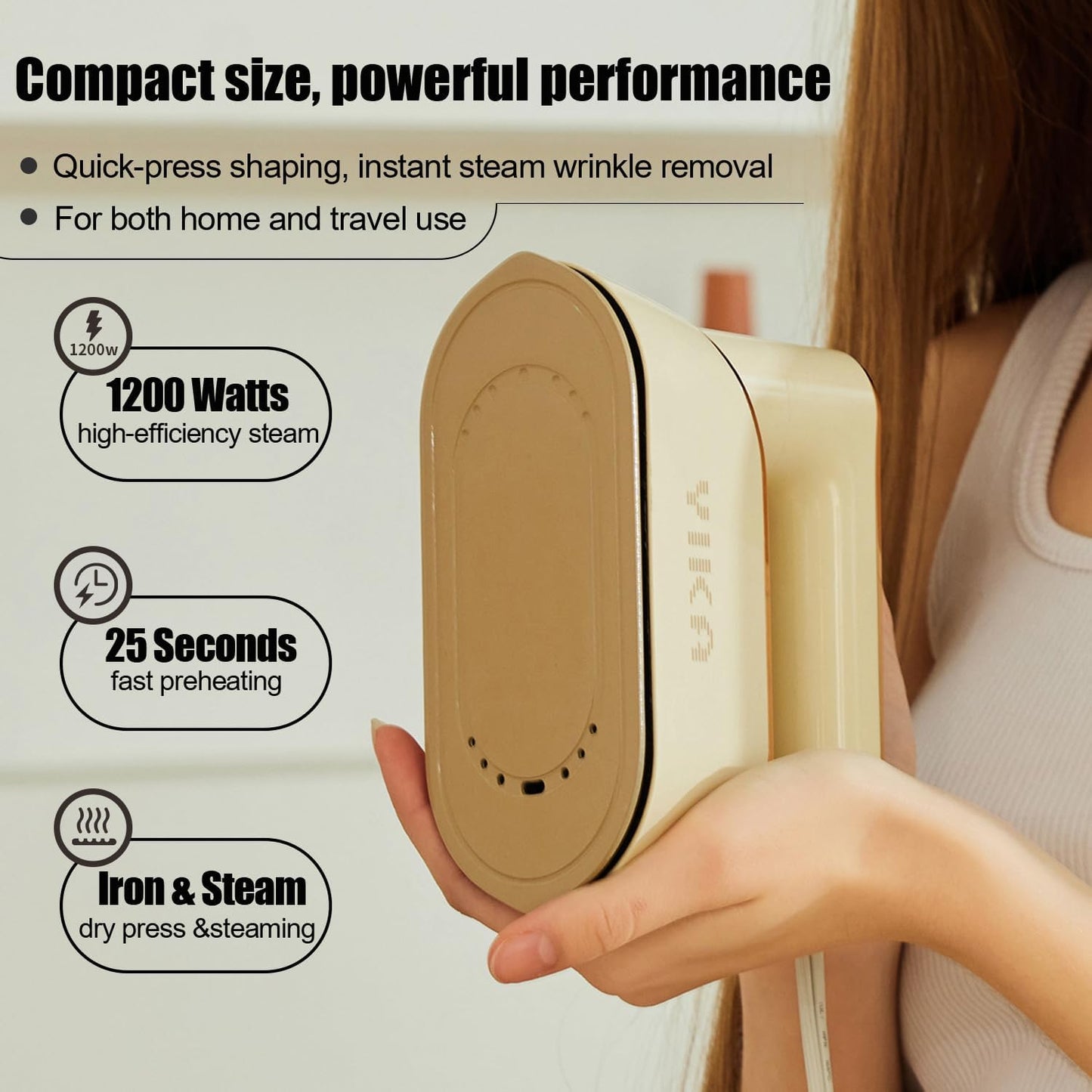 YIKA Handheld Clothes Steamer - 2-in-1 Garment Steam Iron with 25s Heat Up & Ceramic Soleplate | Wrinkle Remover for All Fabrics