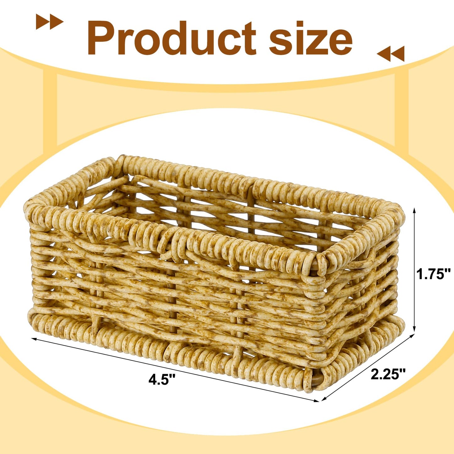 Weysat 2 Pcs Natural Rattan Sugar Packet Basket Rectangular Wicker Rattan Woven Baskets Small Sugar Packet Holder Caddy Bag Organizer for Coffee Bar Tea Kitchen Storage, 4.5" x 2.25" x 1.75"