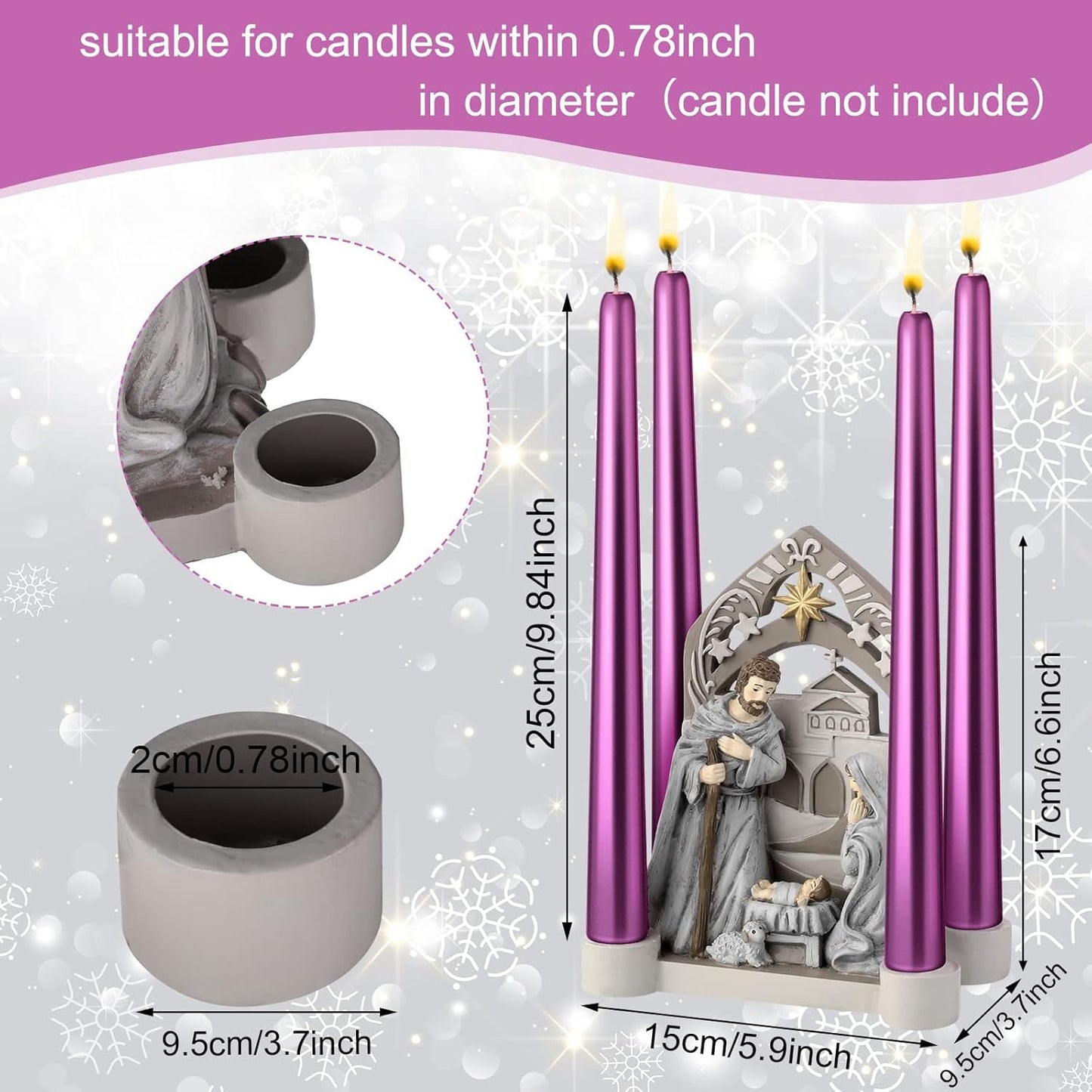 Regine Switzerland Nativity Advent Candle Holder - Holy Family Scene | Elegant Christmas Decor