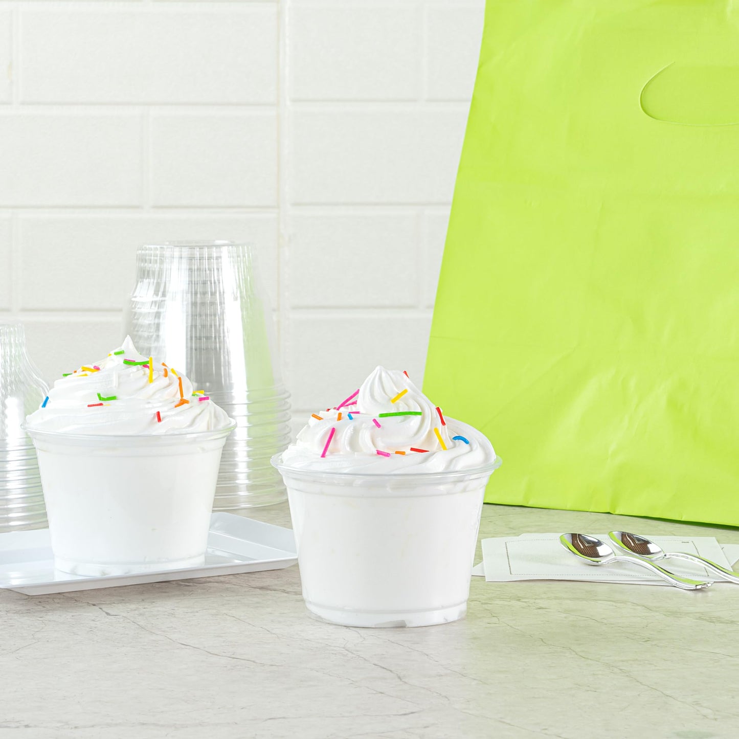 RW Base 9 Ounce Round Ice Cream Cups, 500 Disposable Parfait Cups - Lids Sold Separately, Premium, Clear Plastic Dessert Cups, Serve Frozen Yogurt, Mousse, Pudding, Great For Parties - Restaurantware