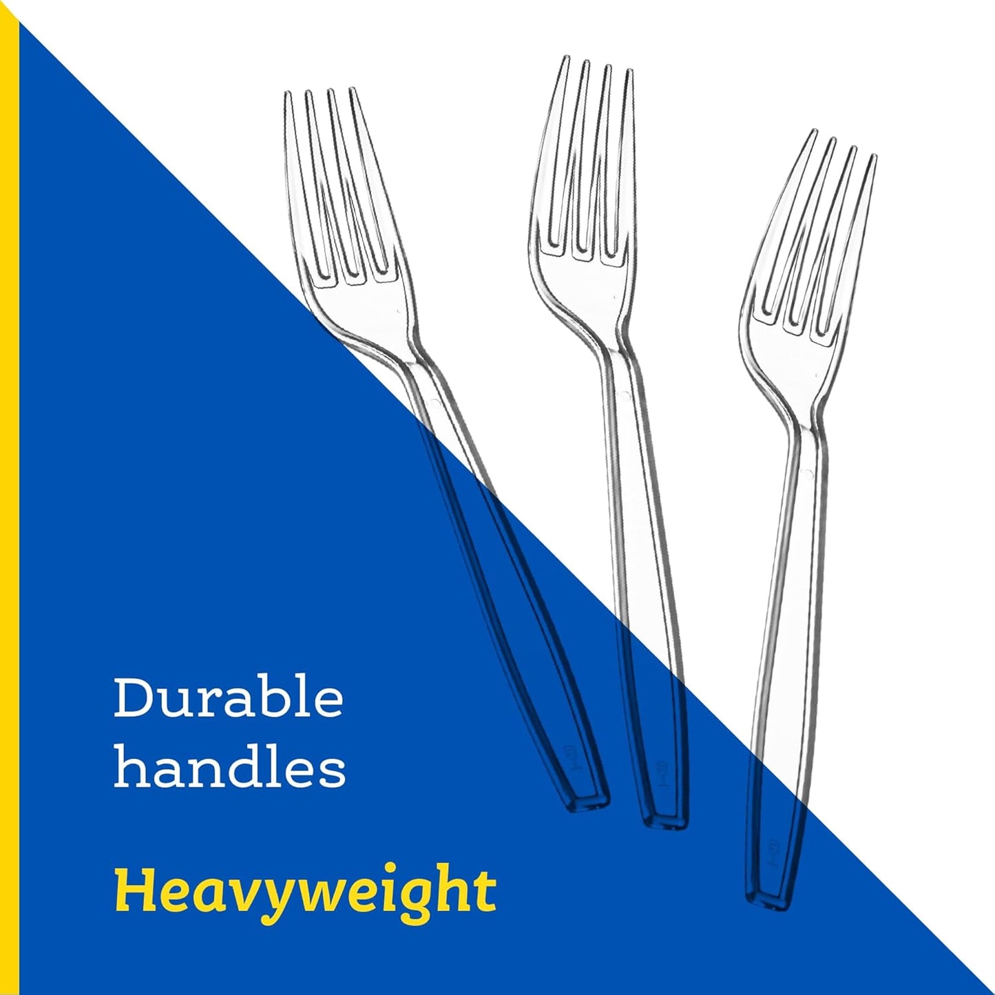 Plasticpro Heavyweight Clear Plastic Cutlery - 100 Count Disposable Utensils for Parties & Events