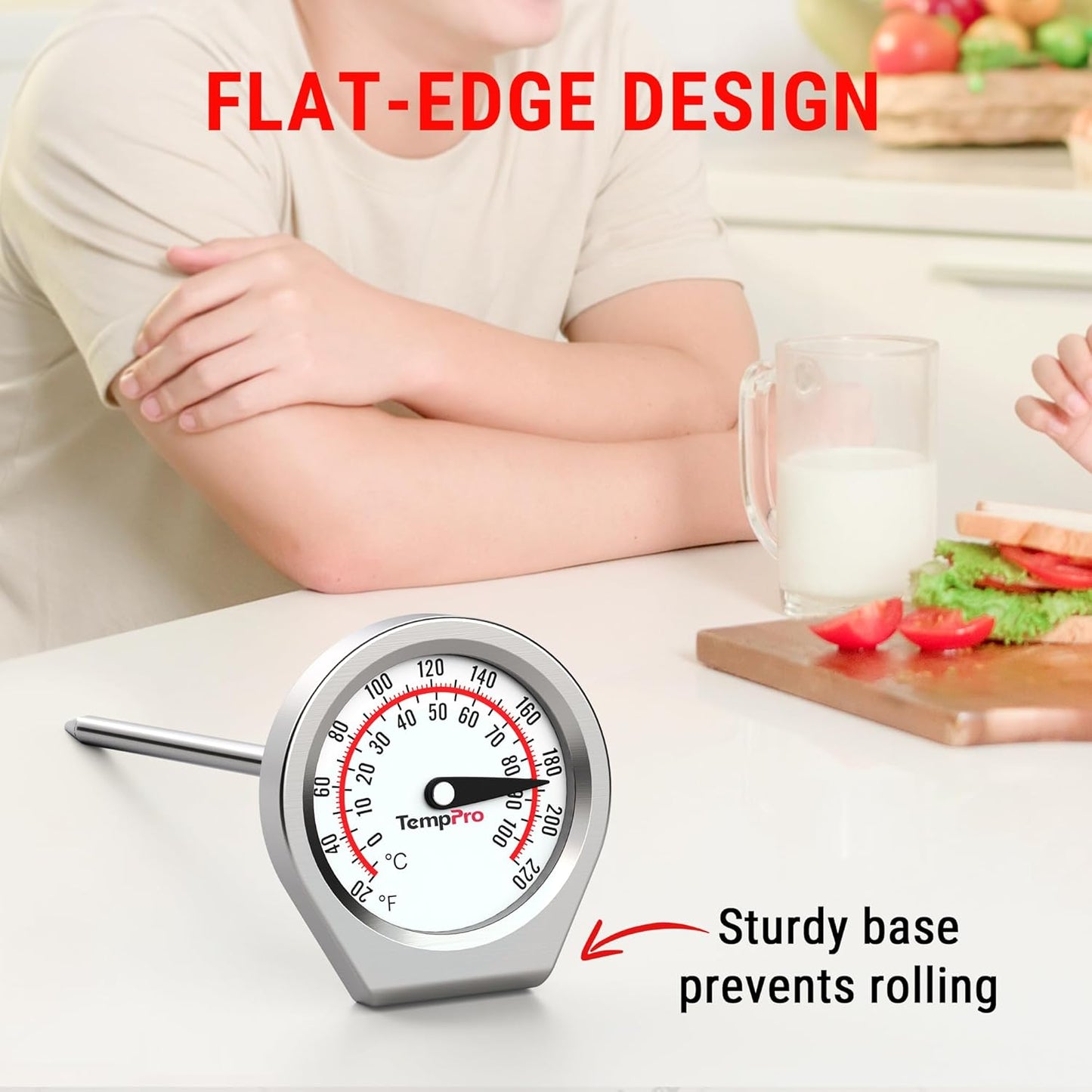 TempPro Instant Read Meat Thermometer - Portable Grill & Kitchen Thermometer for Steak, Turkey & Liquid