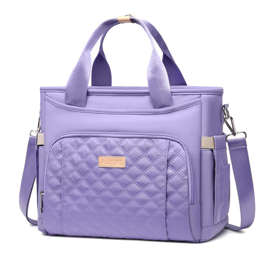 AIJIEKE Insulated Lunch Bag for Women, Lunch Box, Lunch Tote for Work, Large Leak Proof Cooler Bag with Removable Strap, Adult Reusable Lunchbag for Picnic Office Beach, Light Purple