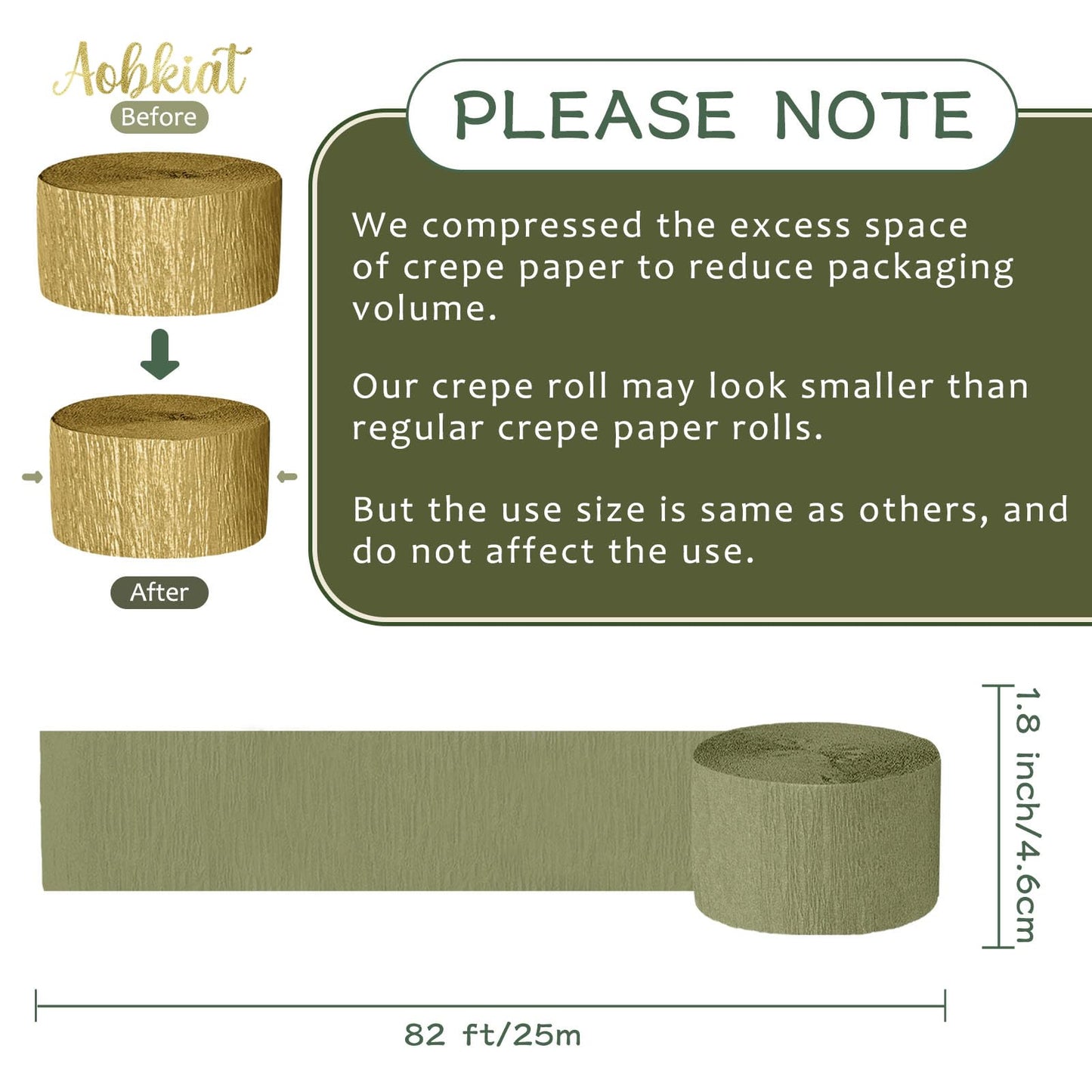AOBKIAT Baby Shower Decorations,Sage Green Streamers Party Decorations,5 Rolls Crepe Paper for Boho Wedding,Bachelorette,Birthday,Woodland Baby Shower,Christmas,New Year