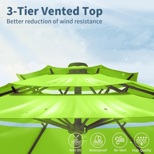 9FT Patio Umbrella by [Brand Name] - Auto Tilt & Crank | Sturdy 8-Rib Design for Garden & Pool