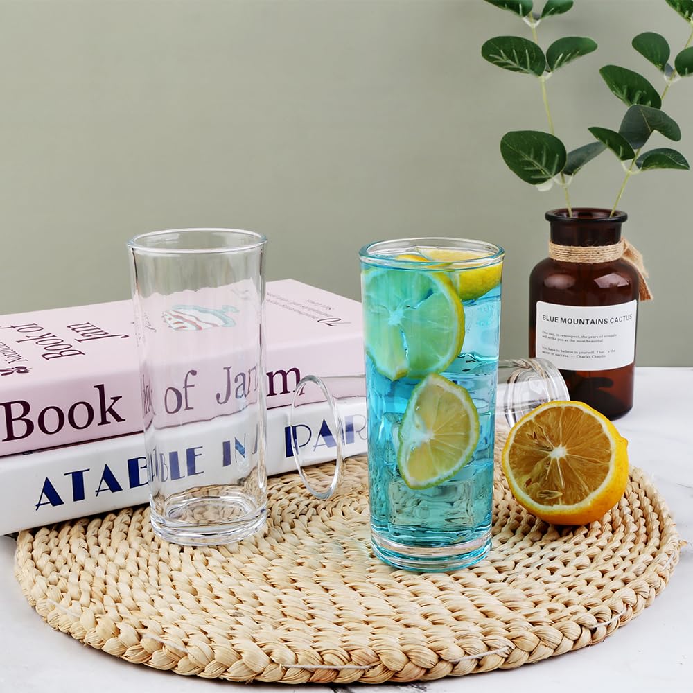 BTGLLAS Highball Glasses Set of 6-8oz Tall Water Glasses for Mojito, Whiskey, Cocktails - Clear Drinking Glassware for Kitchen - Tall Drinking Glasses Set for Mixed Drinks (Glass, 6PCS8OZ)