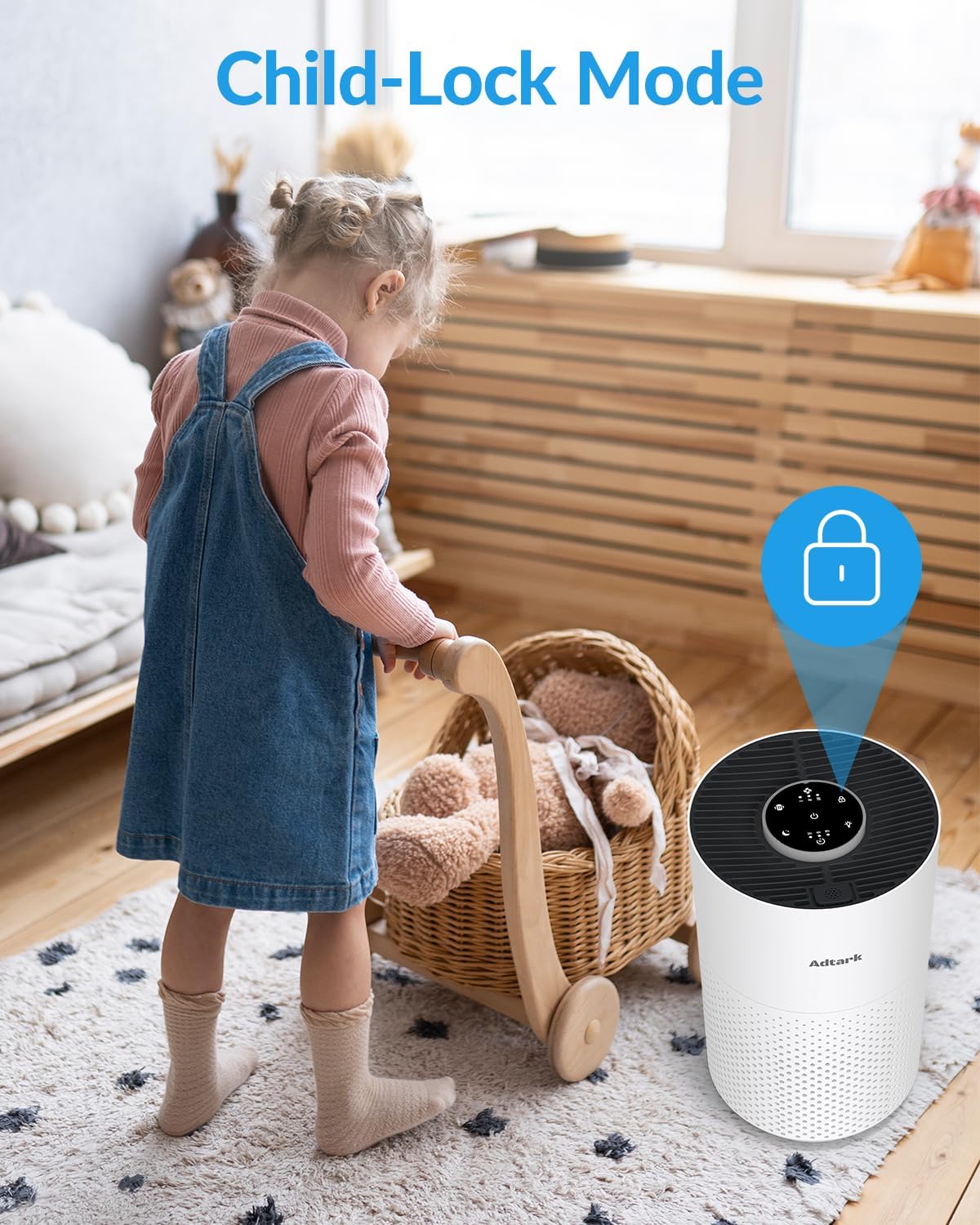 ADTARK Air Purifier - 3-in-1 Filter with Sleep Mode & Aroma Function | White Room Air Cleaner for Home & Office