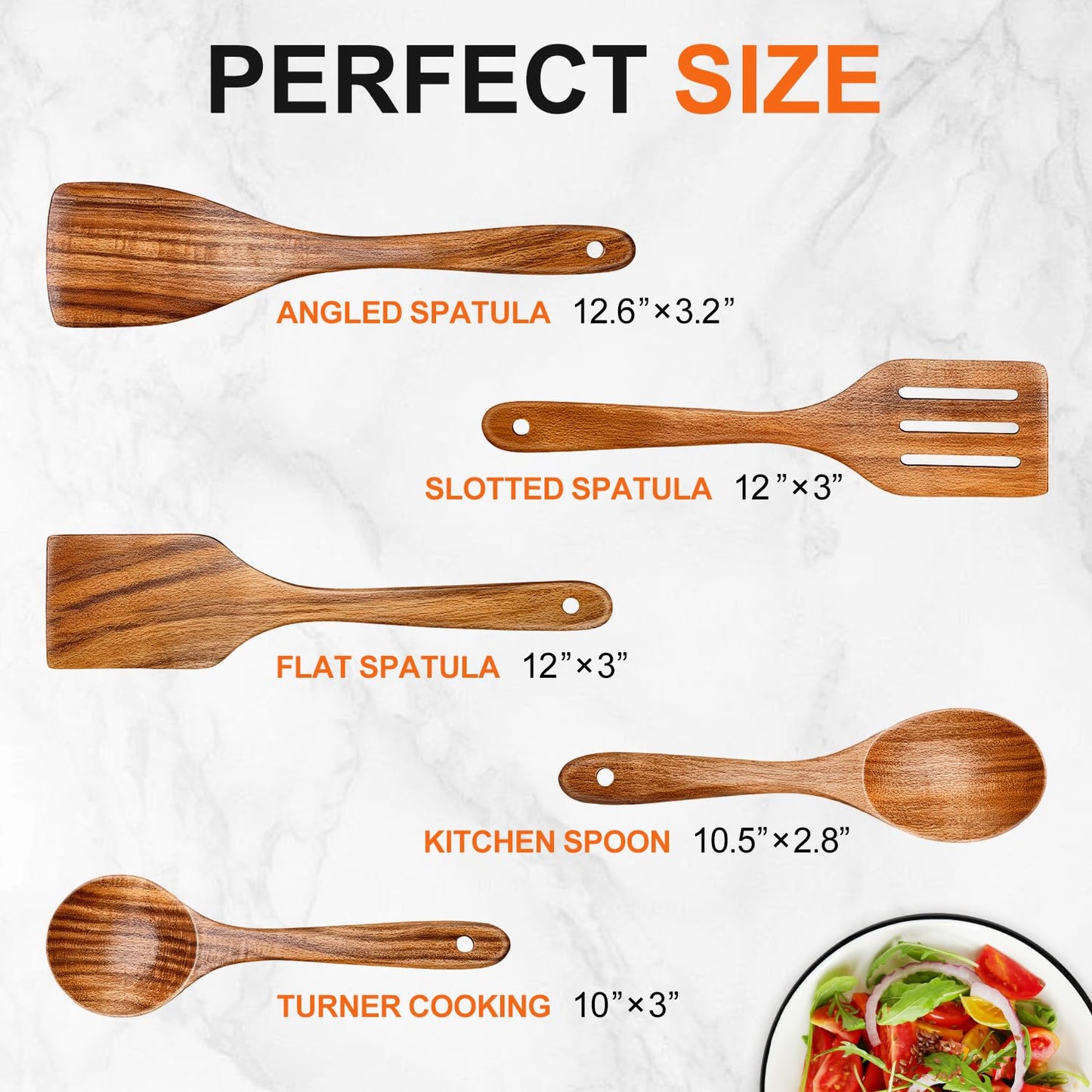 5 Pcs Best Wooden Spoons for Cooking Kitchen Utensils Set Acacia Wood Cooking Spatula Turner Non Toxic Utensil Slotted Serving Spoon Flat Spatulas Set Wooden Utensis Mixing Cooking Spoon Kitchen Tools