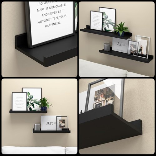 Boswillon Floating Shelves - Modern Black Wall Mounted Set of 2 for Stylish Storage & Display