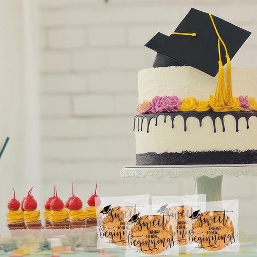 FYSUIMU Graduation Treat Bags - 320 Pcs Clear Self-Adhesive Cellophane Bags | 4 x 4 Inch for Celebrating Graduates