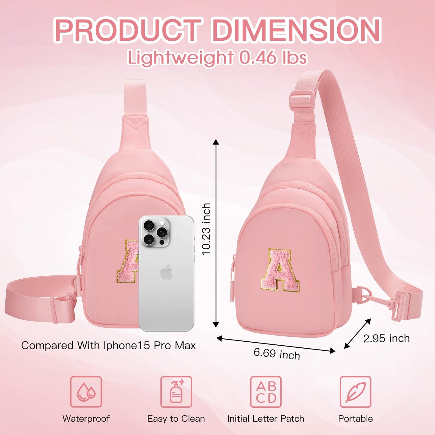 Viverte Easter Gifts for Teen Girls 7 8 9 10 11 Year Old Girls Birthday Gifts for Best Friends Easter Basket Stuffers Small Initial Sling Bag Crossbody Bag (Light Pink-A)