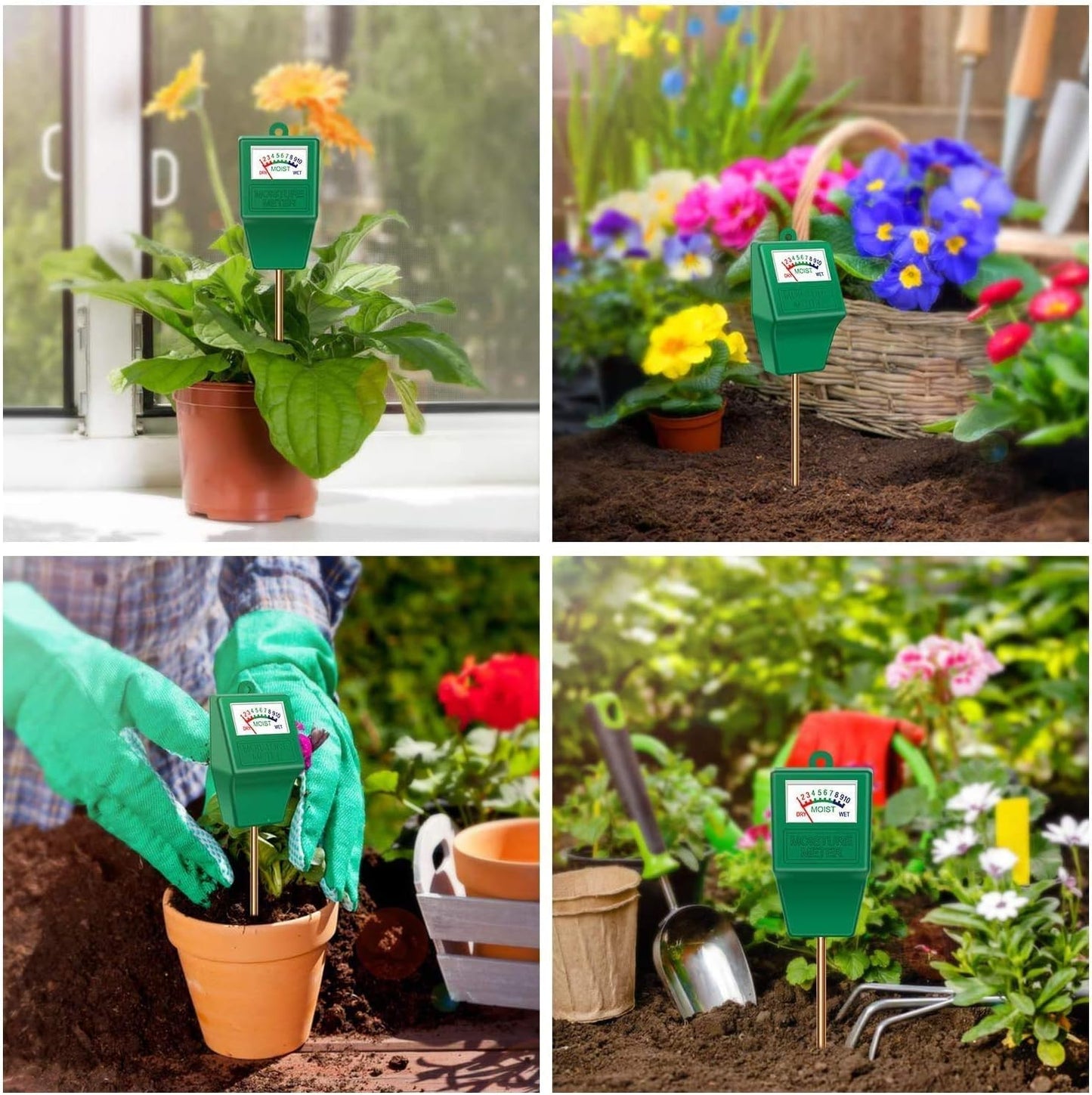 Soil Moisture Meter - Long Probe Hygrometer for Potted Plants & Gardens | No Battery Needed