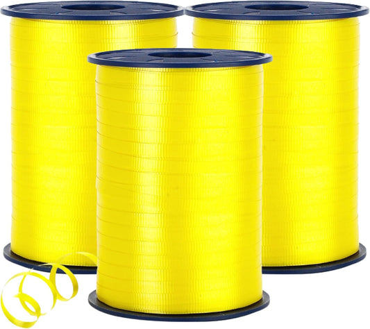 Crimped Curling Ribbon 3-Pack - Light Blue, Light Pink & Yellow - 3/16" x 500 YD for Gift Wrapping & Crafts