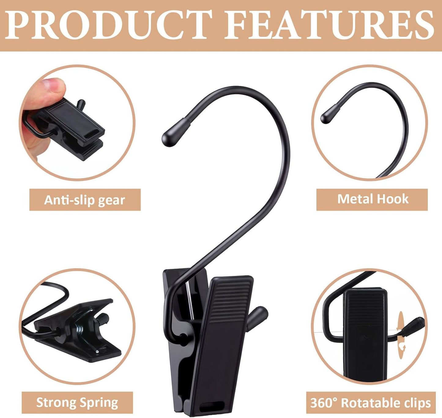 Skiennix Boot Hangers - 50 Pcs Heavy-Duty Closet Hooks with Clips for Organizing Boots, Pants & More