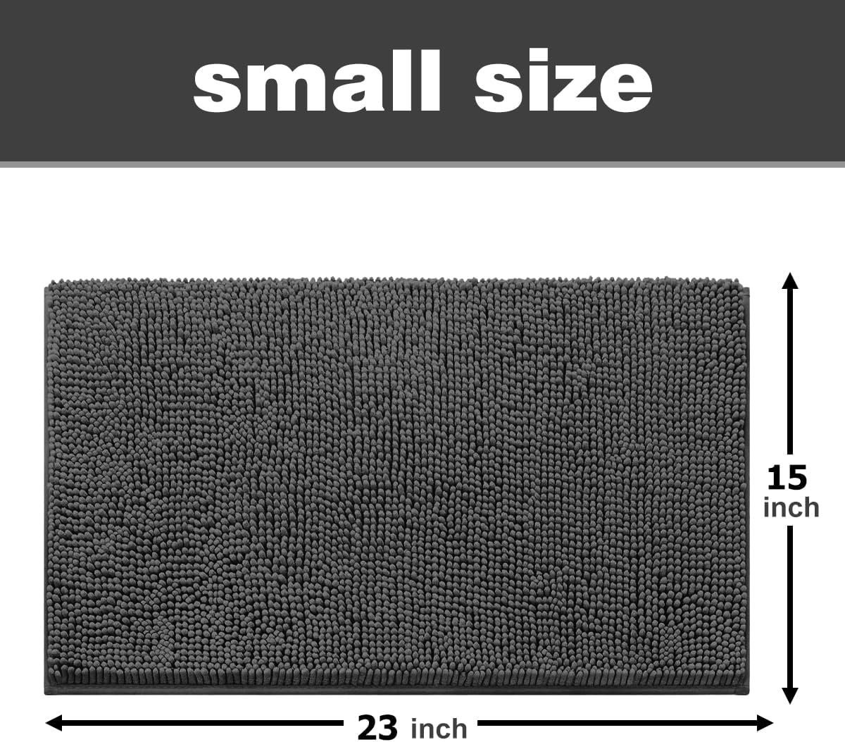 Skiennix Extra Soft Chenille Bathroom Rug - Quick Dry, Machine Washable, 23x15 Inches, PVC Backing