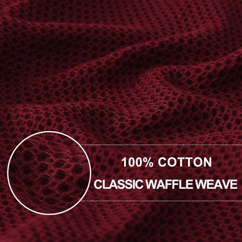 Homaxy 100% Cotton Waffle Weave Dish Towels - Ultra Soft & Absorbent, Quick Drying | 13 x 28 Inches, 6-Pack, Burgundy