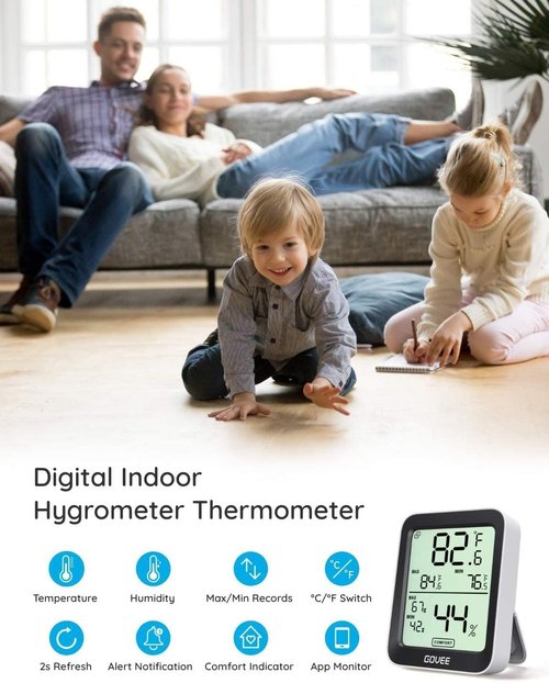 Govee Digital Hygrometer | Bluetooth Indoor Thermometer with 164ft Remote App Control & Alerts