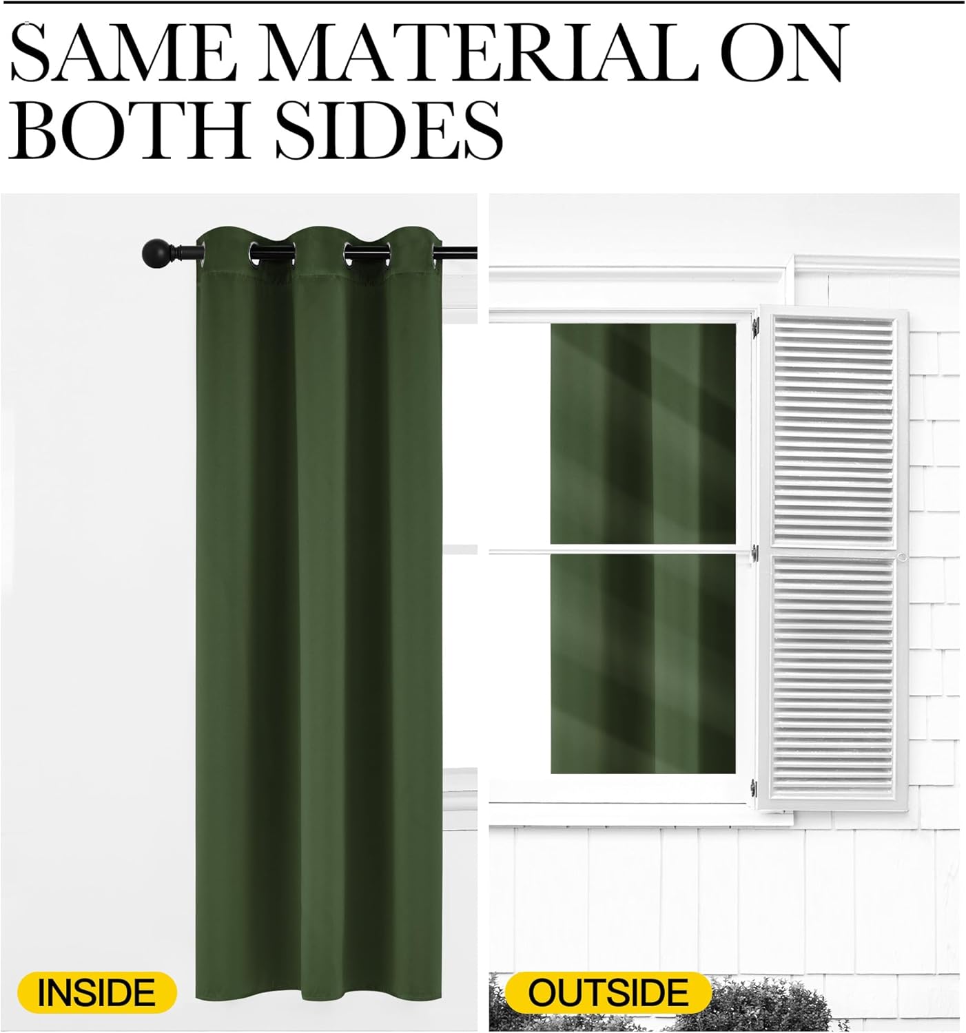 NICETOWN Dark Green Blackout Curtains - Noise Reducing Faux Silk Drapes | 42" x 63", 2 Panels for Small Windows