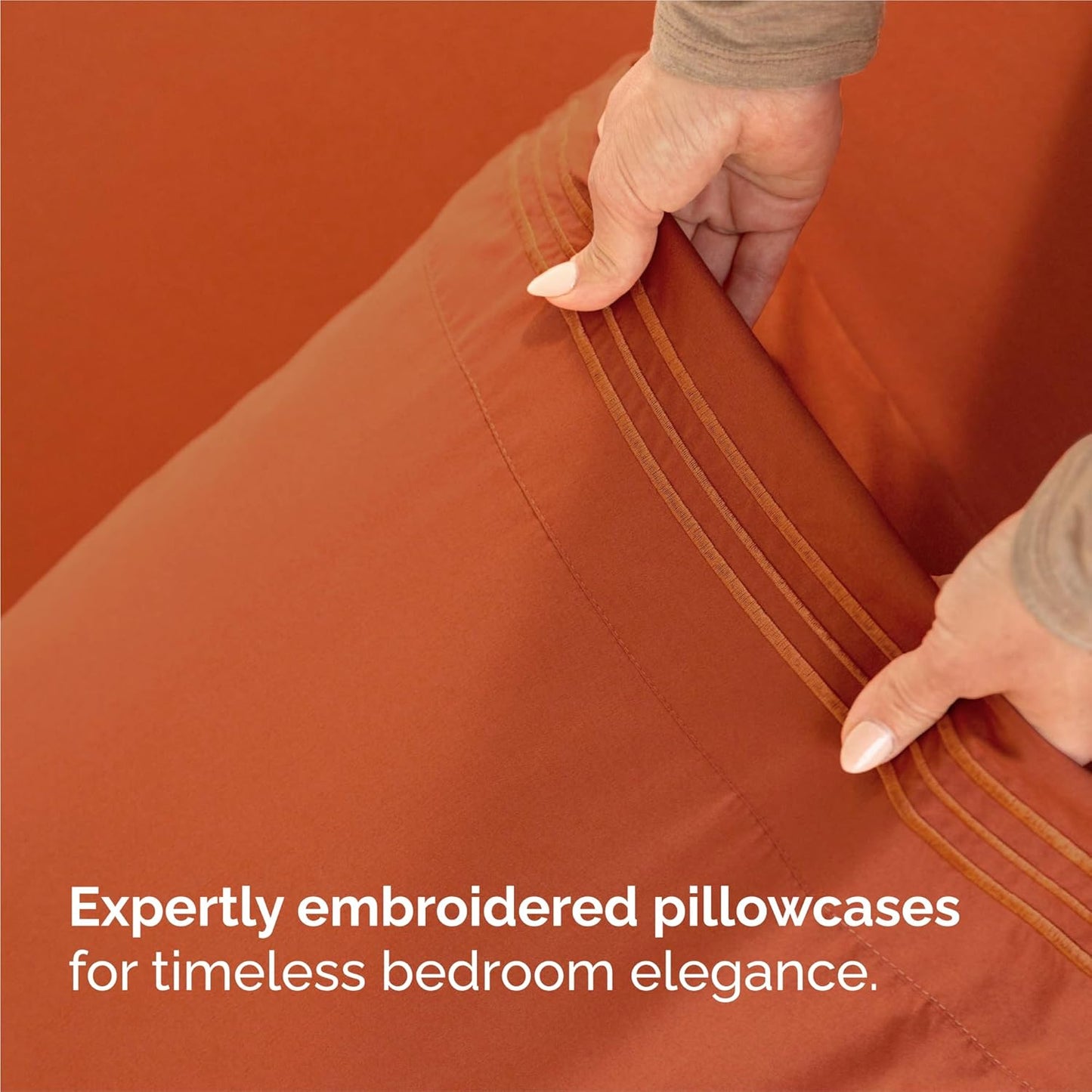 Split King Size 5-Piece Sheet Set | Comfy Cooling Bed Sheets - Hotel Luxury Bedding - Deep Pockets, Wrinkle-Free - Oeko-Tex Certified - Terracotta