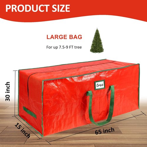 FUCDTEFC Christmas Tree Storage Bag - Large Heavy-Duty Waterproof Container with Reinforced Handles | 9 Ft Red