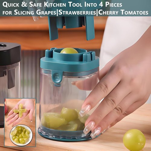 Grape Cutter for Toddlers by New - Safe Slicing Tool for Grapes, Strawberries & More | Blue