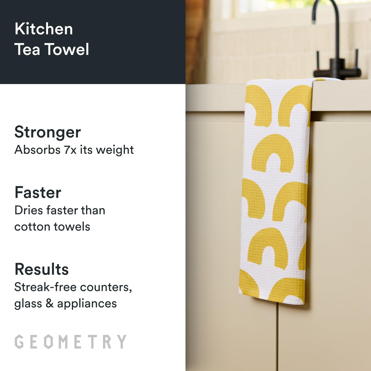 GEOMETRY Kitchen Tea Towels - Quick Dry Microfiber Dish Towels for Kitchen Sunny Hills, 18" x 30" 1 Pack