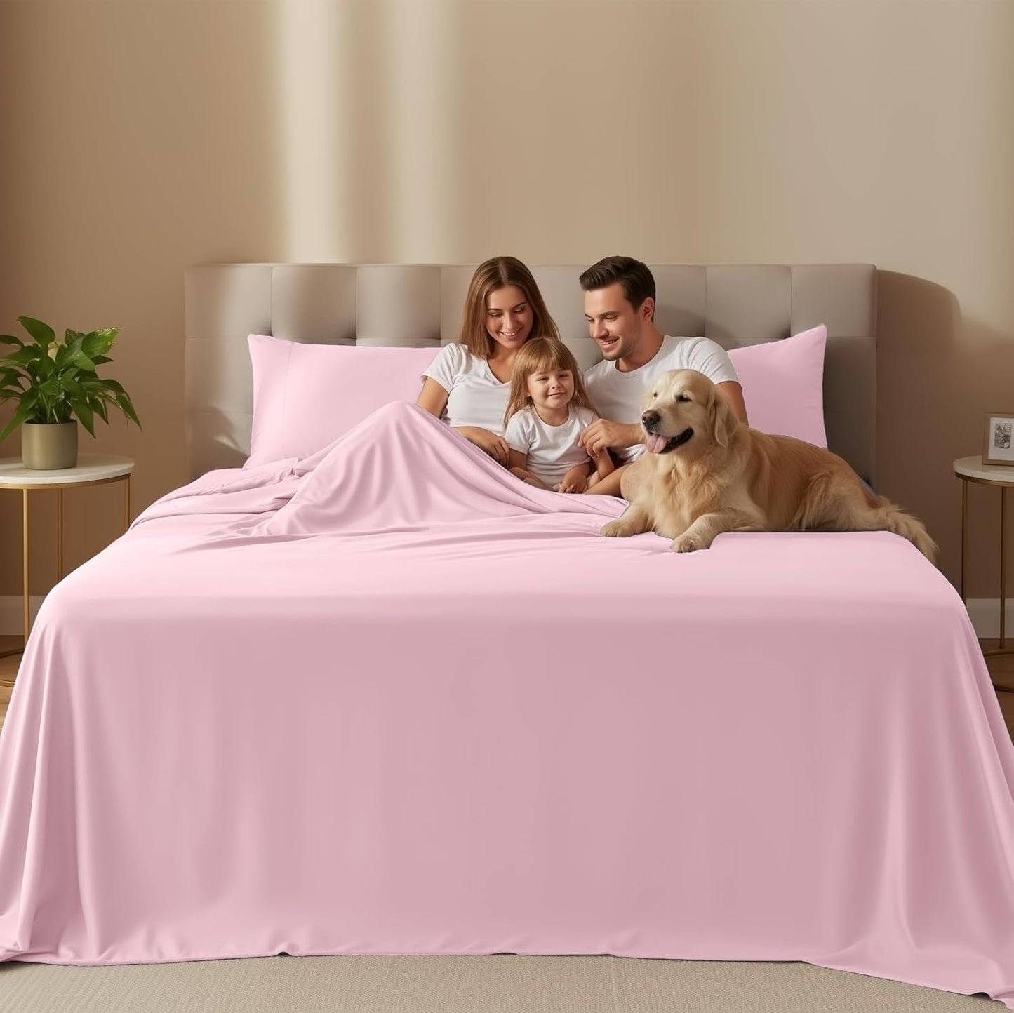 Utopia Bedding King Size Sheet Set - Soft, Breathable Microfiber, 4-Piece in Crystal Pink | Oeko Tex Certified