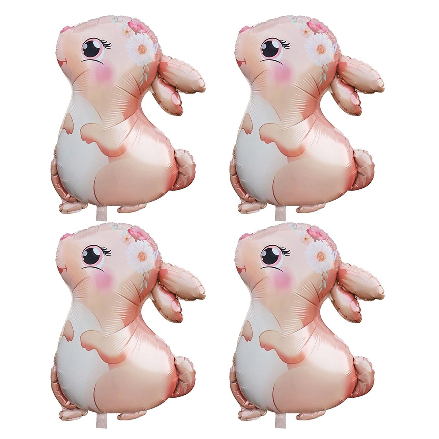 4PCS Pink Large Bunny Foil Balloon Rabbit Balloons Bunny Party Decorations Animal Mylar Balloons for Birthday Spring Woodland Themed Supplies