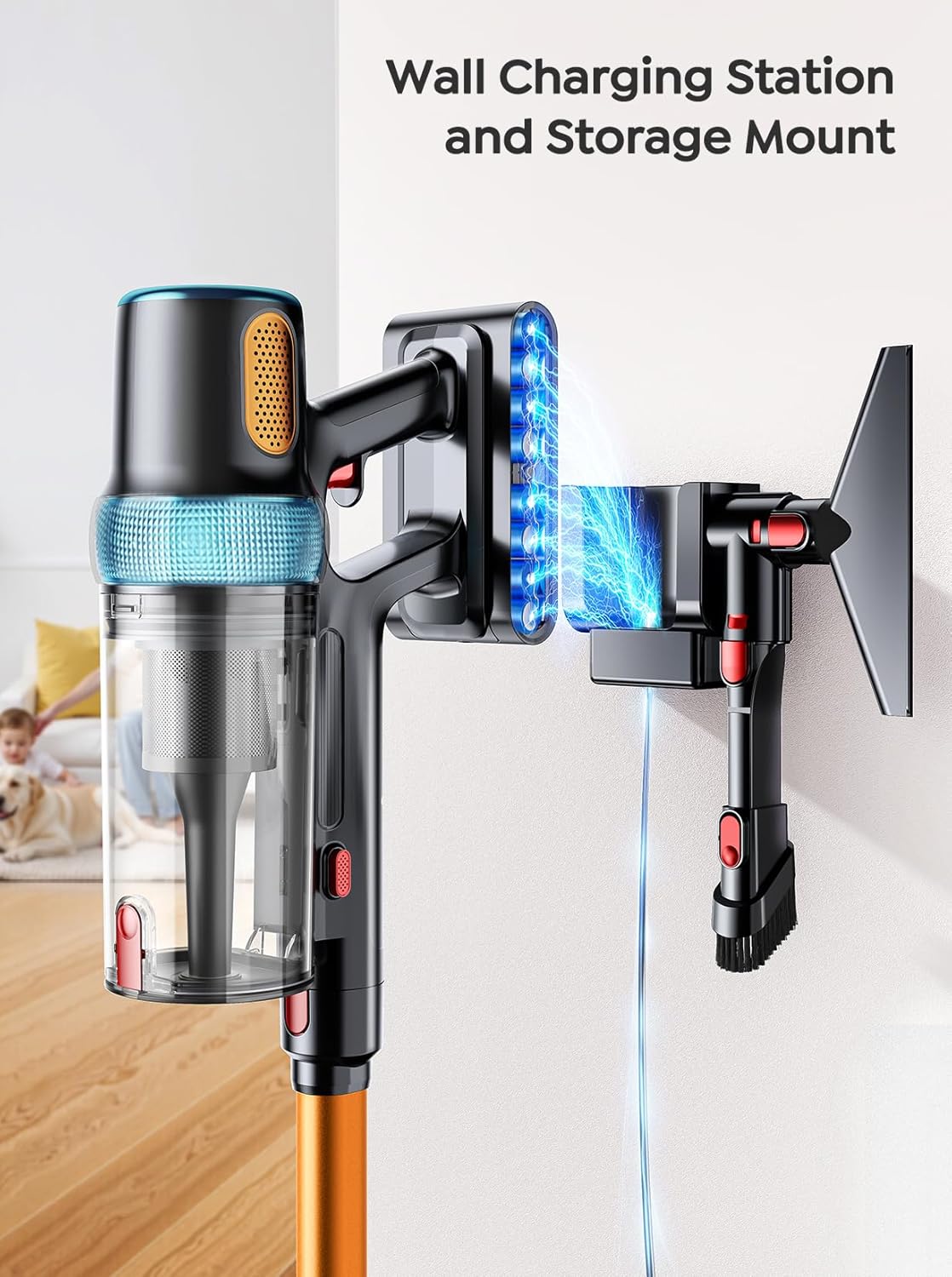 Skiennix Cordless Vacuum Cleaner - 650W, 55KPA Suction Power, 70 Mins Runtime, LED Touch Screen, Wall Charging Station