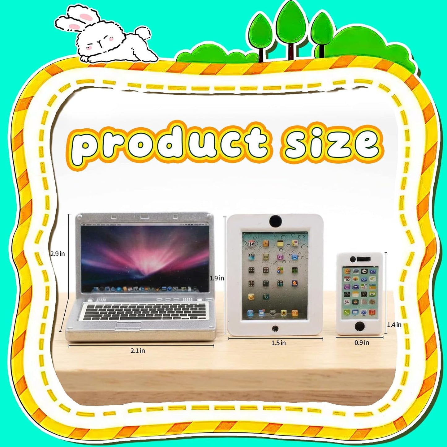 Skiennix Dollhouse Mini Laptop, Tablet & Smartphone Accessories - 3 Pack for 1/6 & 1/12 Scale Silver