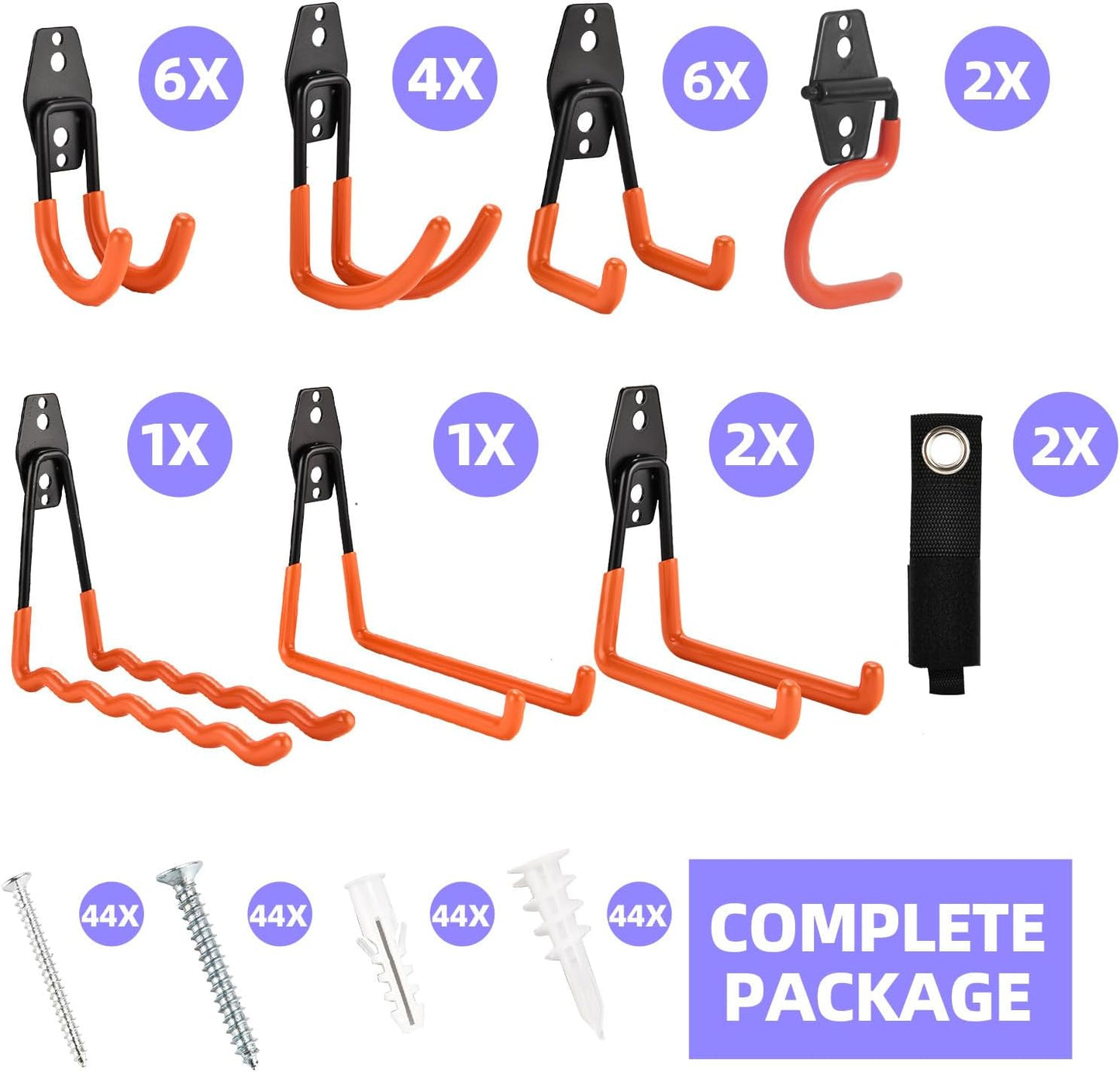 **Skiennix Heavy-Duty Garage Hooks - 24 Pack Steel Wall Mount Hangers for Bikes, Tools & Ladders**
