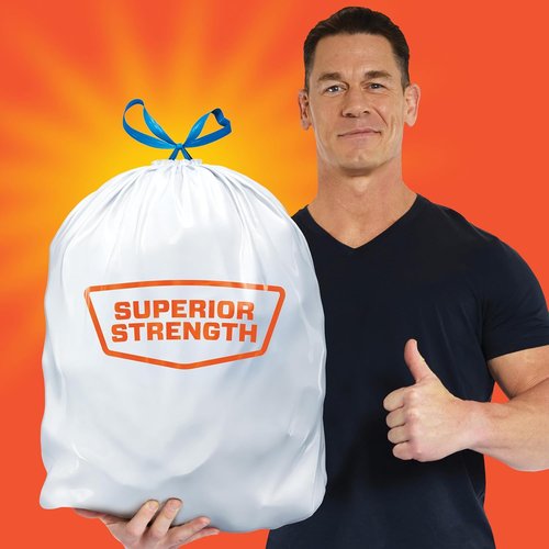 Hefty Strong 13 Gallon Trash Bags - Durable, Leak-Resistant Drawstring Kitchen Bags | 90 Unscented White Bags