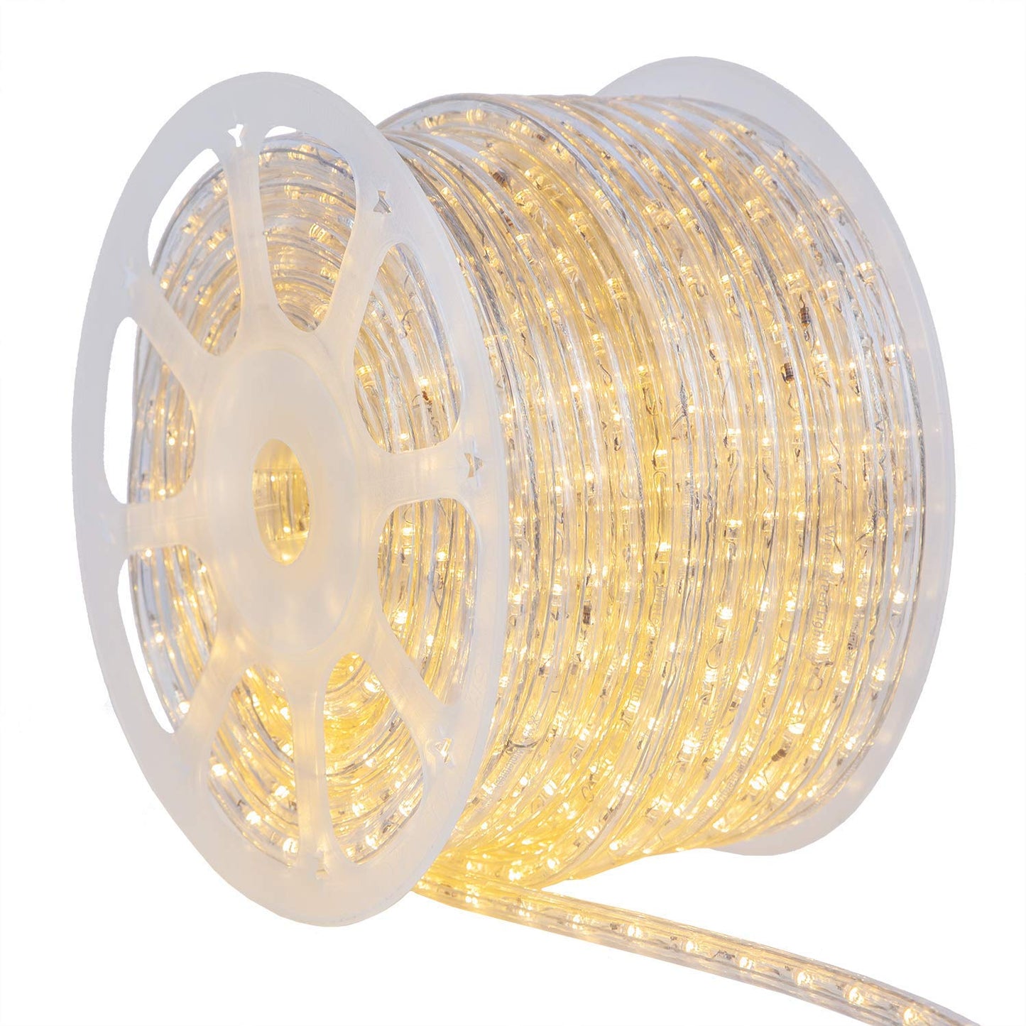 Wintergreen Lighting 150ft 1800 LED Heavy Duty Rope Light Spool, 120V ETL Indoor Rope Lights Plugin Outdoor Tube Lights ½ Inch, Accessories and Mounting Clips Included, Warm White