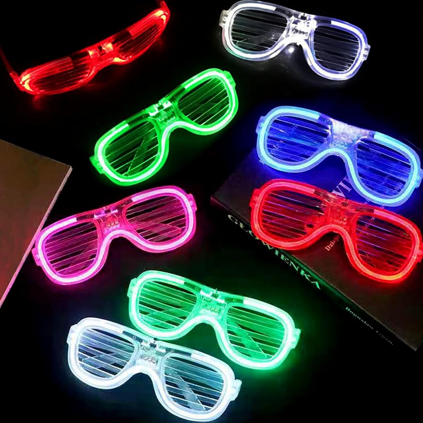 Skiennix LED Glasses - 5 Neon Colors | Glow in the Dark Party Supplies for Kids & Adults