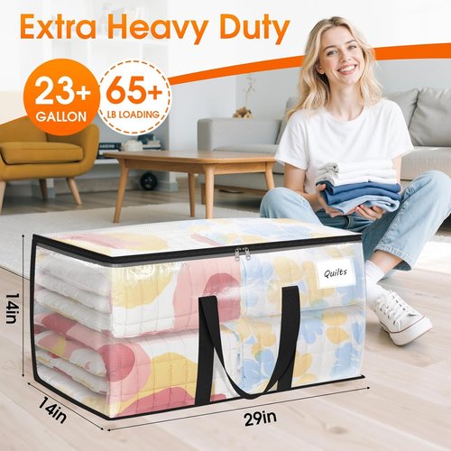 Fab Totes Heavy Duty Moving Bags - Oversized Storage Solution with Reinforced Handles & Double Zippers | Ideal for Dorm Room Essentials