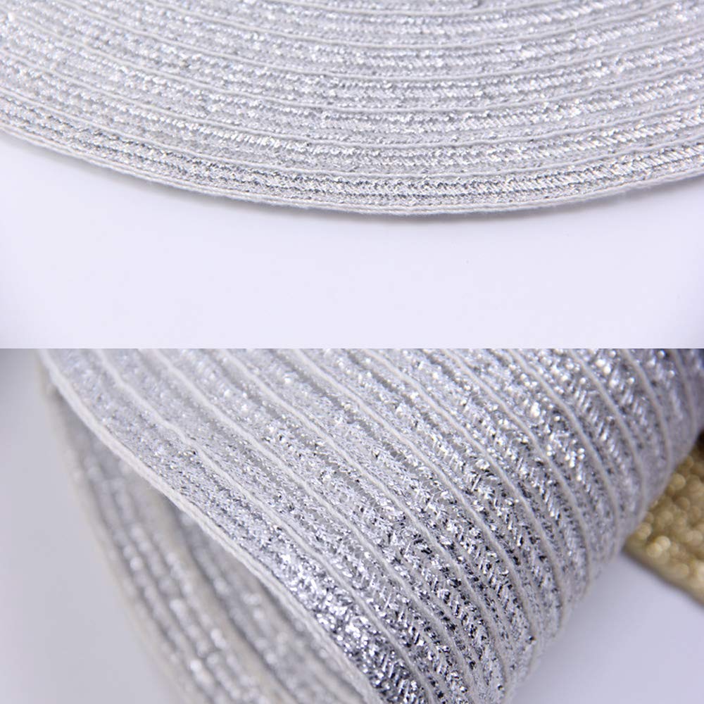 SHACOS Silver Glitter Round Placemats Set of 6 Sparkle Bling Place Mats Glitz Table Mats for Holiday Home Party Wedding Festive Table Decoration (6, Silver)