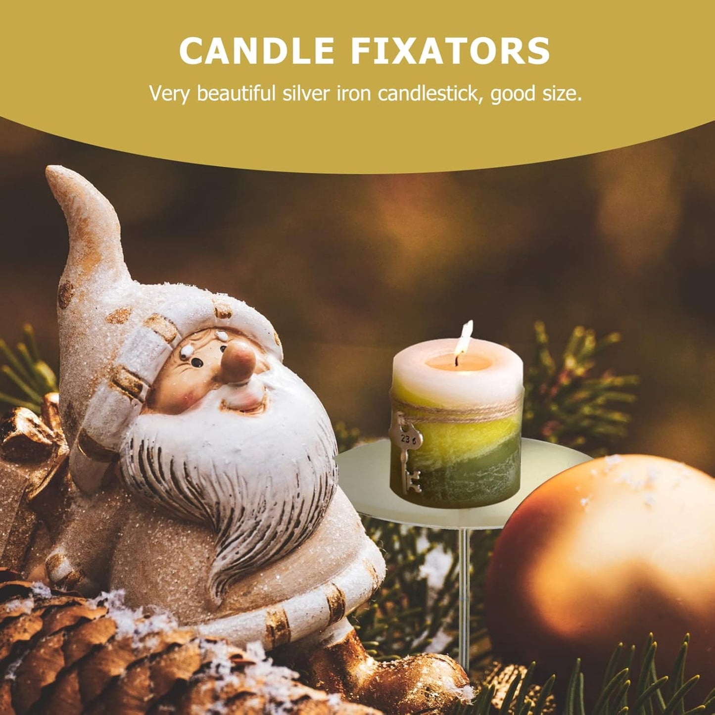 Yardwe Candle Fixators - 12-Pack Metal Candle Holders | 2.55 Inch for Home & Party Decor
