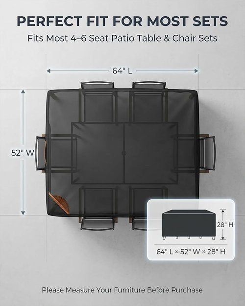 Heavy Duty 600D Waterproof Outdoor Patio Furniture Cover by [Brand Name] | UV Resistant & Windproof | 64” L x 52” W x 28” H, Black