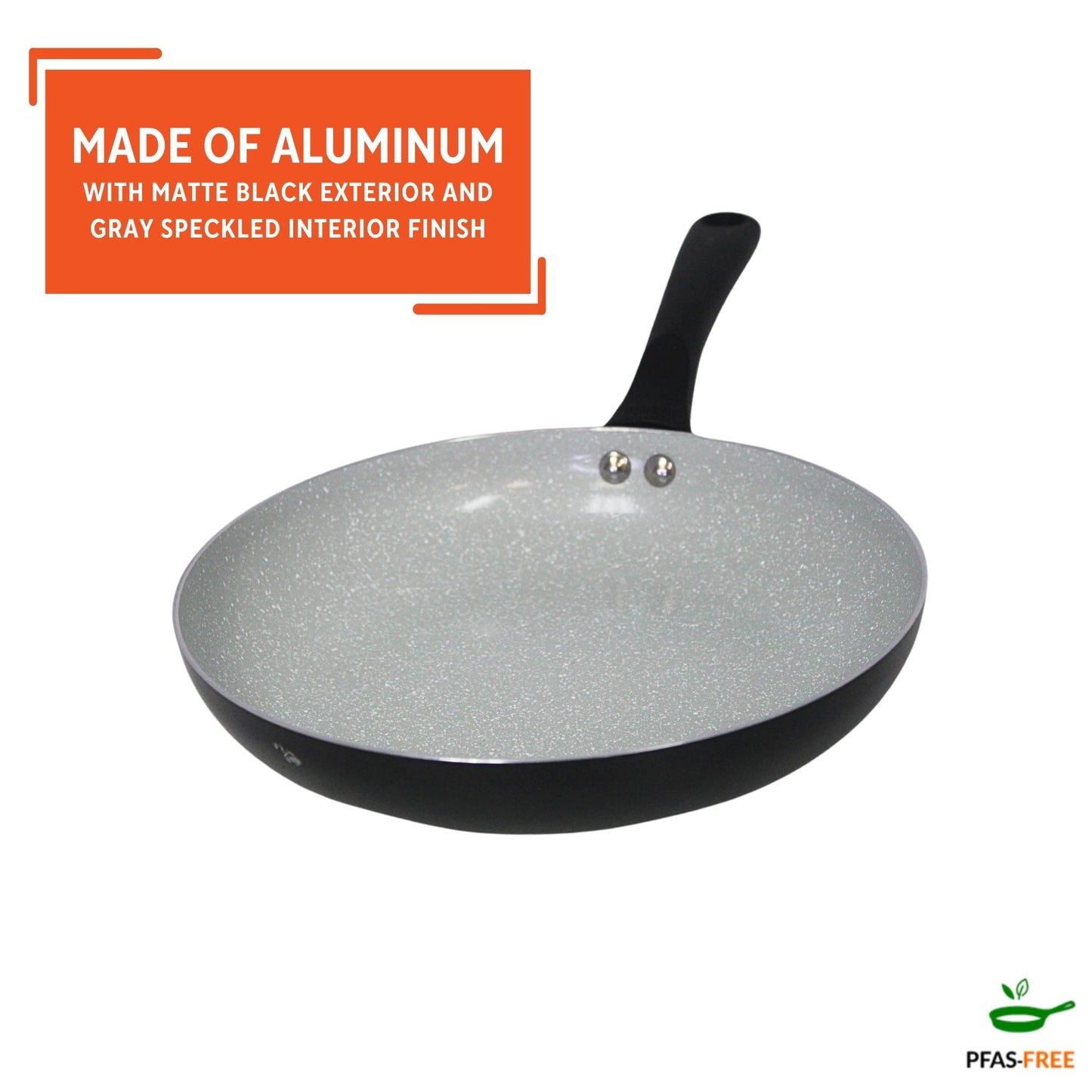 IMUSA Premier Ceramic Nonstick Frying Pan 9.5 in Aluminum Skillet with Cool Touch Handle Gray Speckled Coating Matte Black PTFE-Free Dishwasher Safe for Healthy Cooking