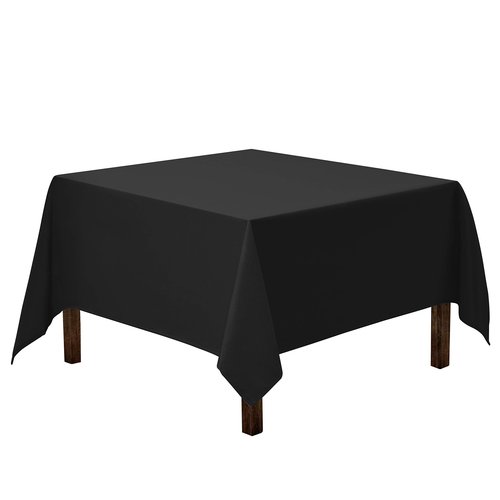 Gee Di Moda Square Tablecloth - 52 x 52 Inch Black Table Cloth for Small Square or Round Tables - Heavy Duty Washable Fabric - for Buffet Table, Holiday Party, Dinner, Wedding & Baby Shower