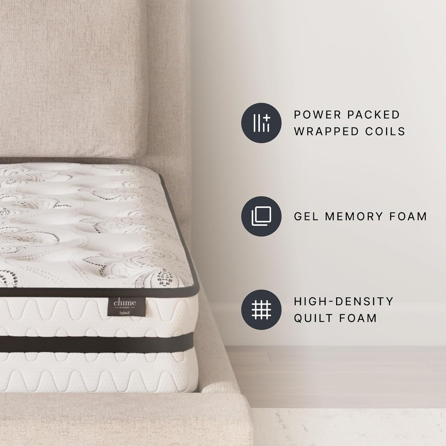 Signature Design by Ashley Twin Size Hybrid Mattress - 10 Inch Medium Firm with Cooling Gel Memory Foam