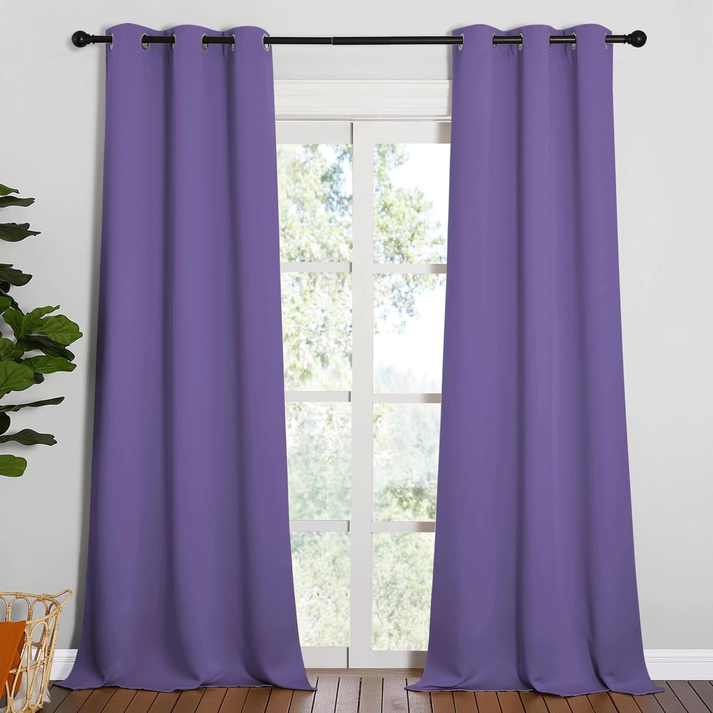 NICETOWN Blackout Curtains for Patio Glass Doors - Privacy Drapes in Lilac Purple, 42" x 90" (1 Pair)