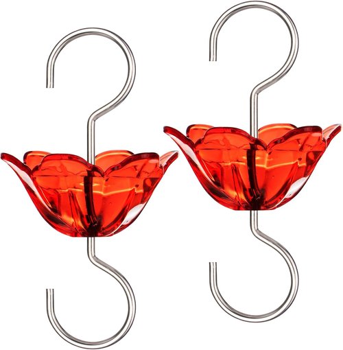 BOLITE Ant Moat - 5 Oz Hummingbird Feeder Ant Guard | Large Capacity Red Flower Shape - 2 Pack
